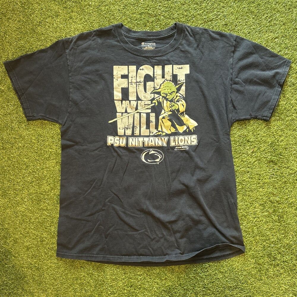 Champion Star Wars-Yoda PSU Nittany Lions Fight We Will T-shirt Men’s Large Navy